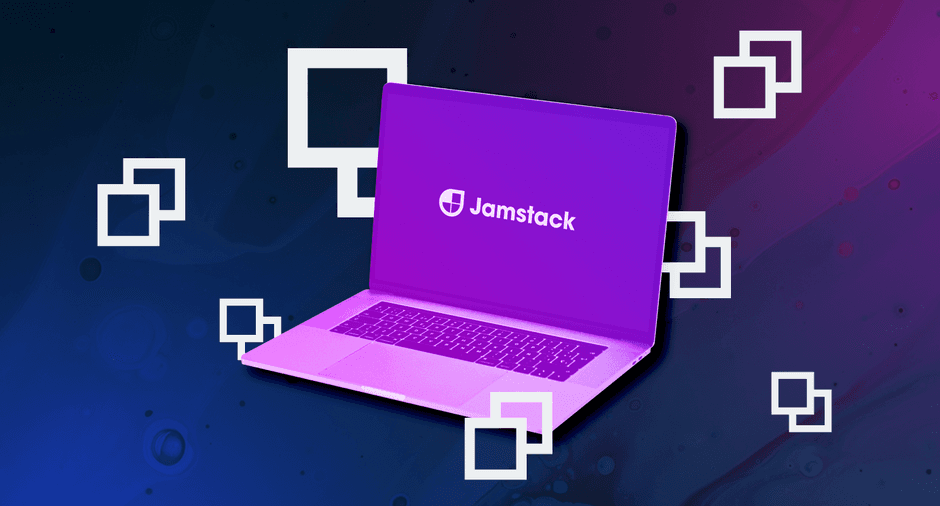 Laptop with Jamstak logo on screen
