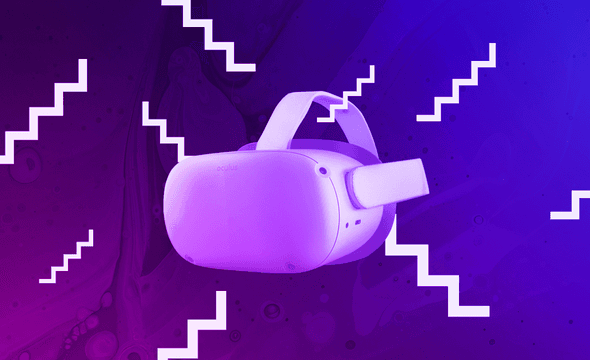 VR headset on neon background.