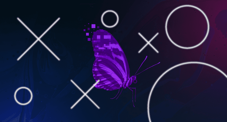 Butterfly with digital glitch effect.