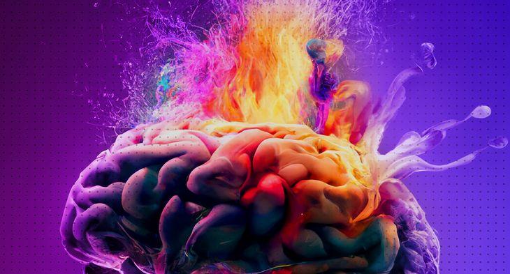 a brain exploding with colour