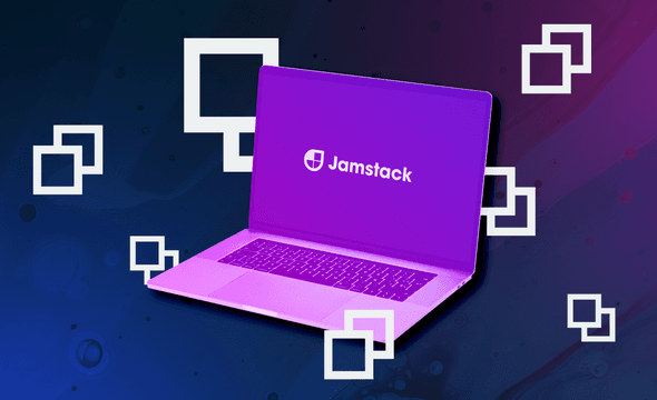 Laptop with Jamstak logo on screen