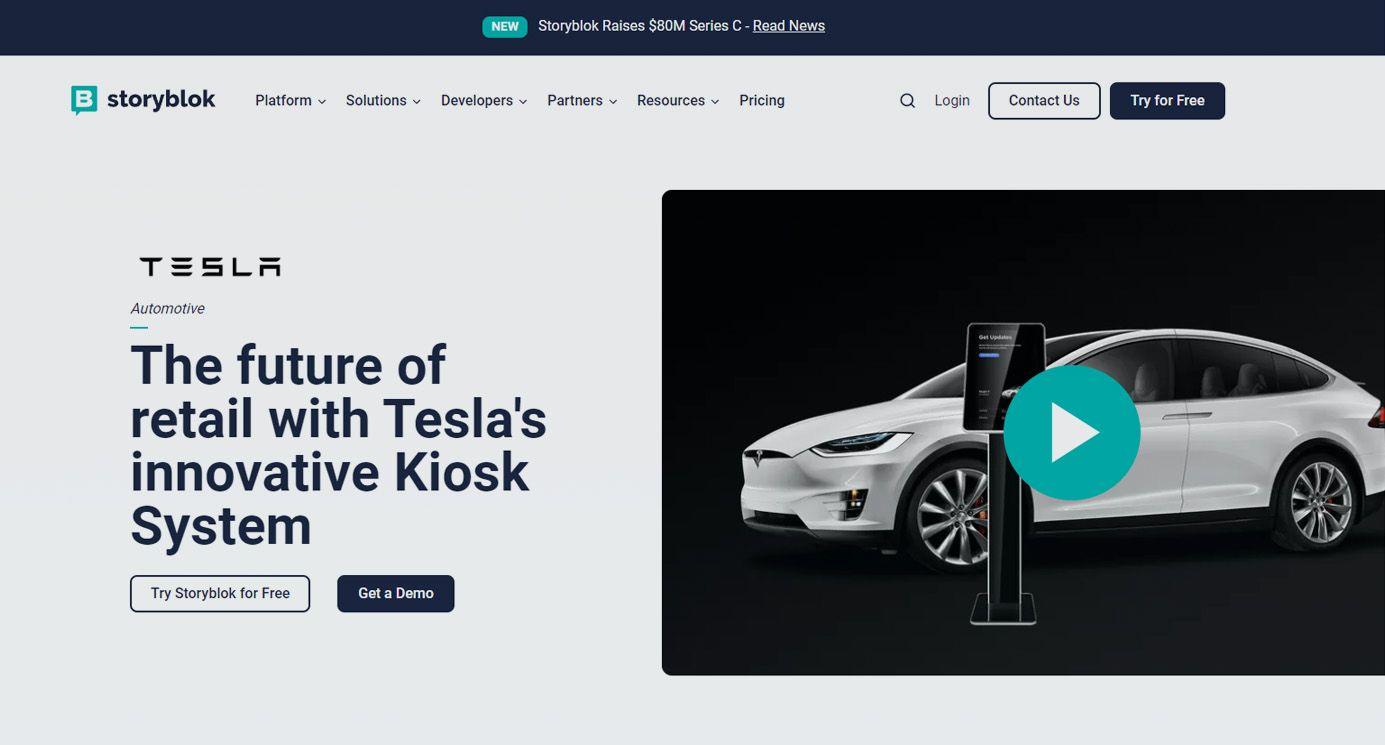 Screenshot of a TESLA case study on Storyblok's website