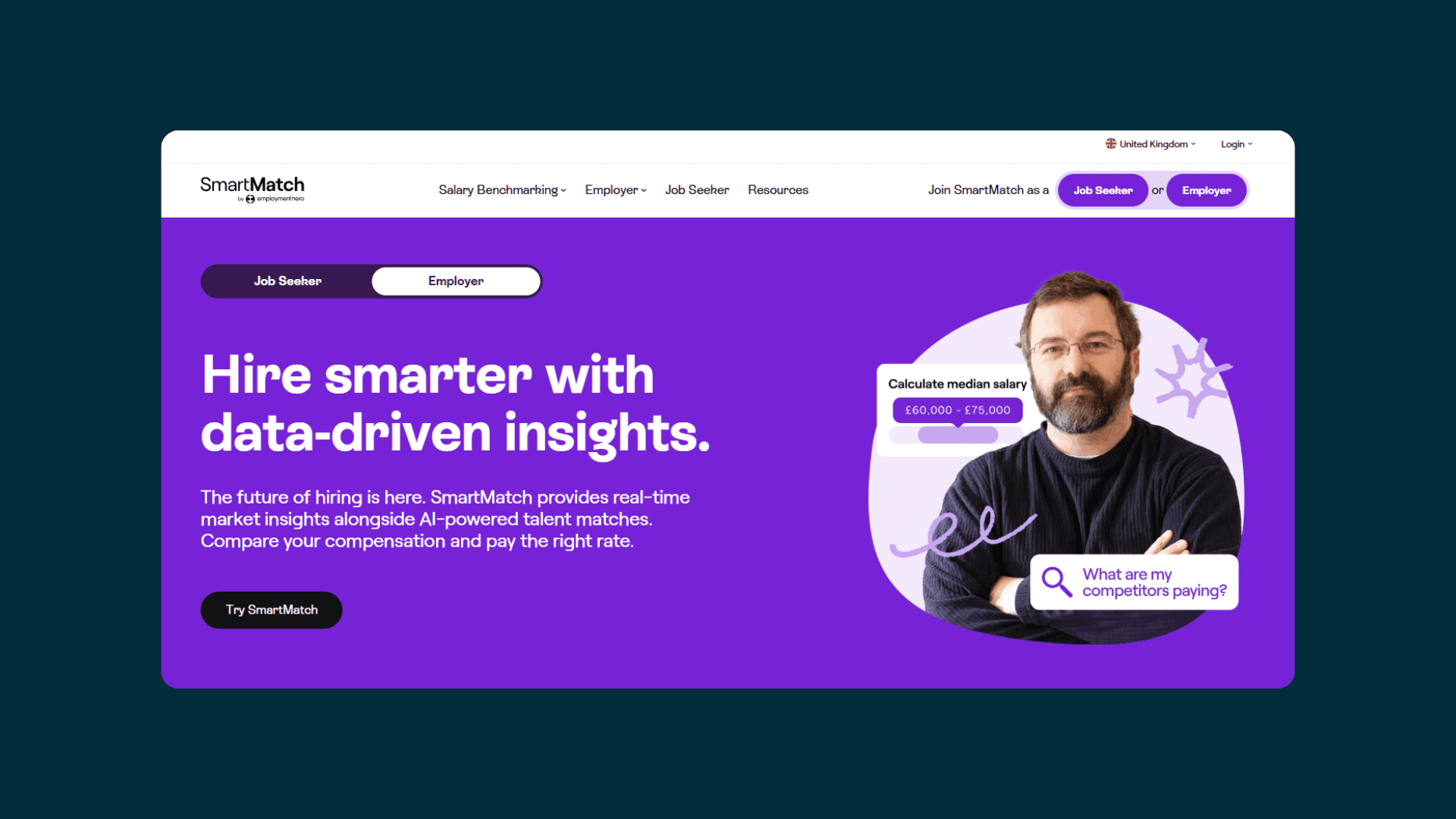 Ai driven recruitment tool SmartMatch homepage