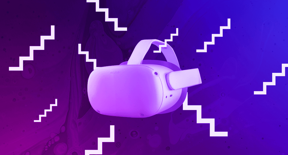 VR headset on neon background.