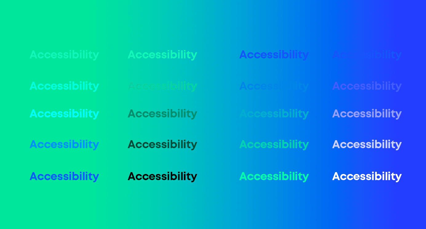 The word 'Accessibility' multiple times, some easy to read, some hard.