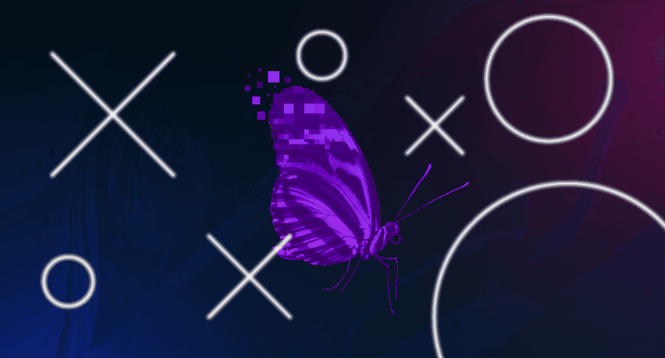 Butterfly with digital glitch effect.