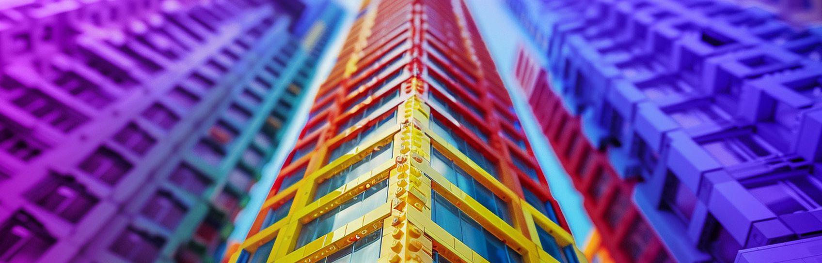 A skyscraper made from LEGO bricks representing scalable growth
